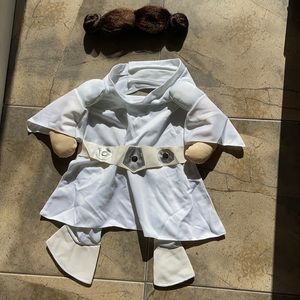 Princess Leia sz Medium dog costume wig included